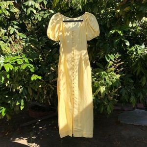 Cult Gaia pale yellow linen button down maxi dress